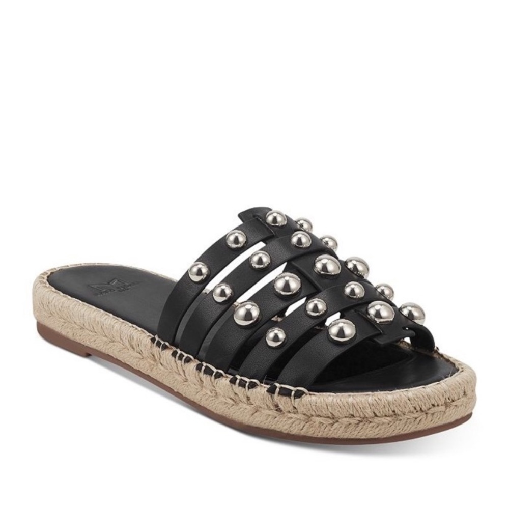 NWOT Marc Fisher Black Silver Studded Sandals 6.5